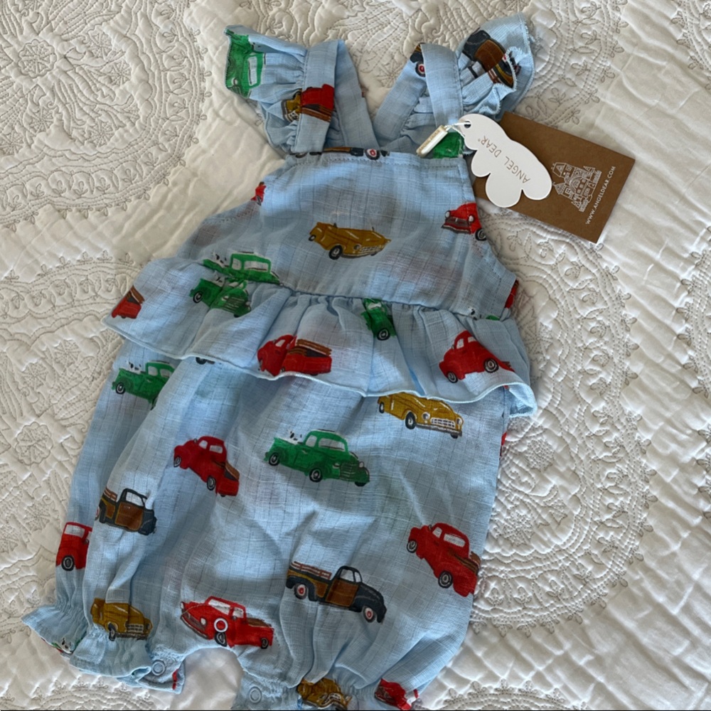 Angel Dear Blue One Piece with Colorful Cars